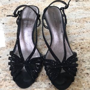 Black strap evening shoes worn once